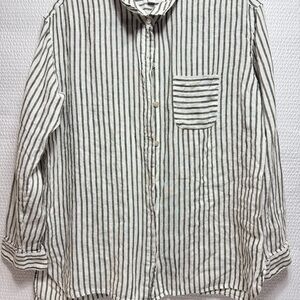 J. Jill women Striped Button Down Shirt - Black and White